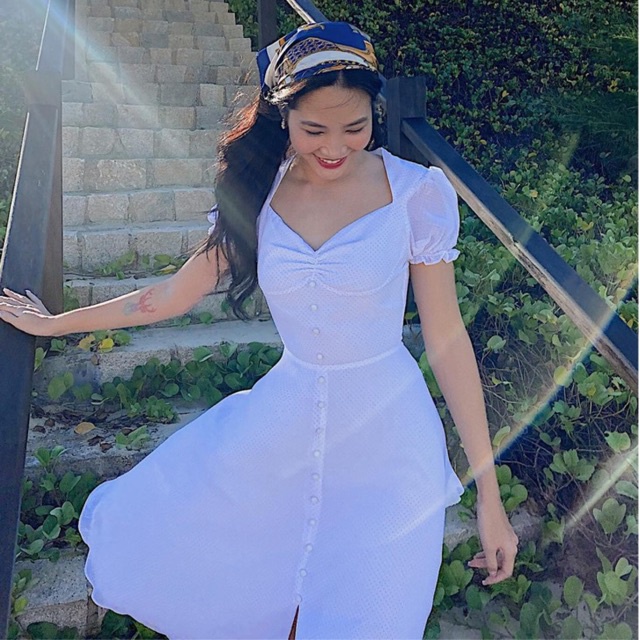 Vanessa dress - váy midi trắng - Thiết kế bởi IAMCOCO.OFFICIAL