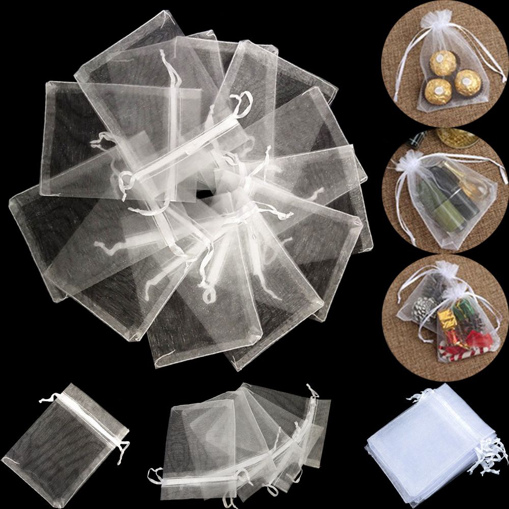 LAKAMIER [Ready Stock] 25/50PCS Gift Bags Drawstring Candy Pocket Organza Gauze Sachet Jewelry Packing Party Supply Wedding Christmas Favor Pouches