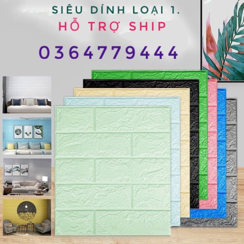 [Mã LIFEHLDEC giảm 10% đơn 99k] Xốp Dán Tường 3D Giả Gạch 70x77cm. Keo Siêu Chắc, Cực Đẹp, Độ Bền 5 năm