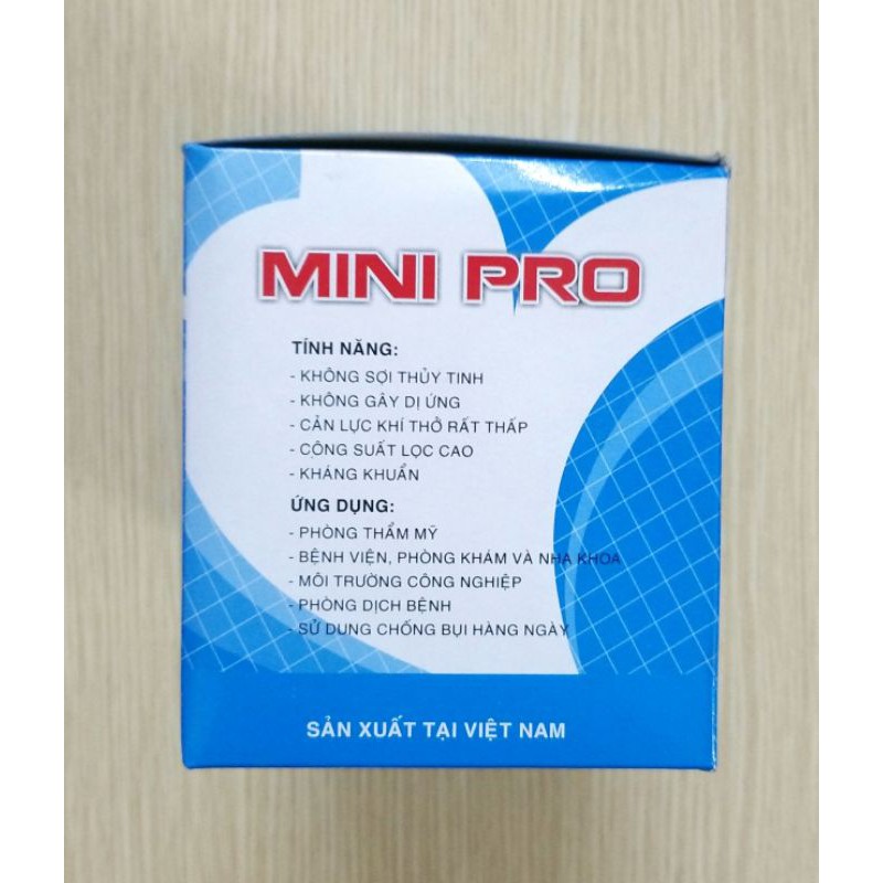 Khẩu trang y tế cao cấp MINIPRO (màu xanh), ngăn ngừa khói bui, ô nhiễm, bụi PM2.5. hộp 50 chiếc.