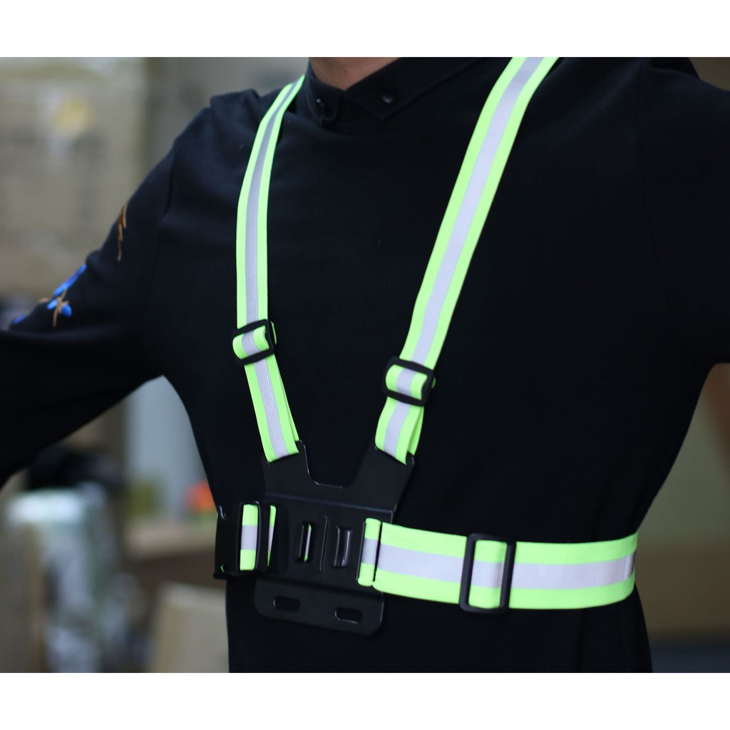 Dây đeo ngực phản quang action cam GoPro Sjcam - Tặng Mount chữ J cài cao + vít