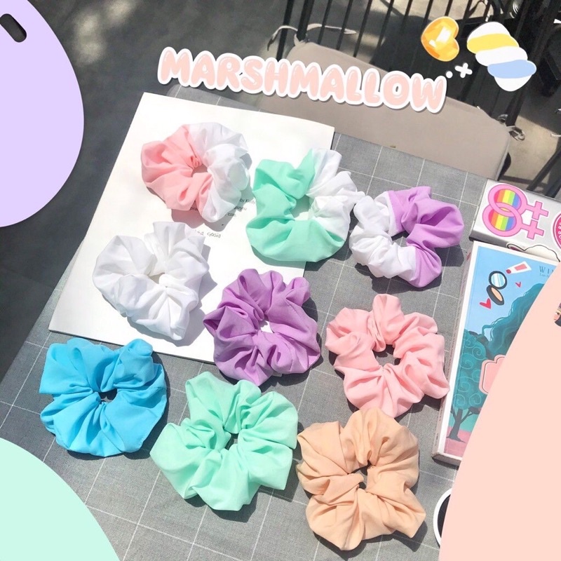 CỘT TÓC VẢI SCRUNCHIES TRƠN , PHỐI MÀU