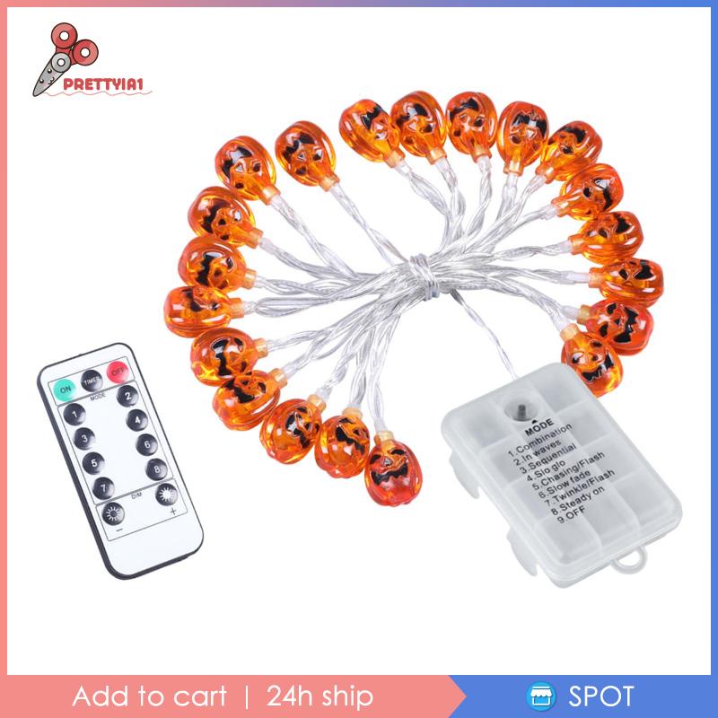 [Prettyia1] Dây Đèn LED 20 Bóng 2.5m Hình Bí Ngô Trang Trí Halloween