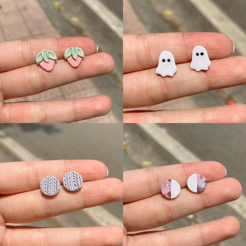 Khuyên tai nụ đất sét nung Polymer Clay