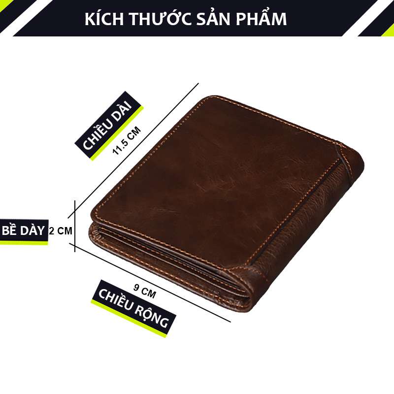 Ví nam AD01, bóp da bò dáng đứng thiết kế nhiều ngăn đựng tiền, thẻ siêu bền bảo hành 06 tháng - Fox Leather