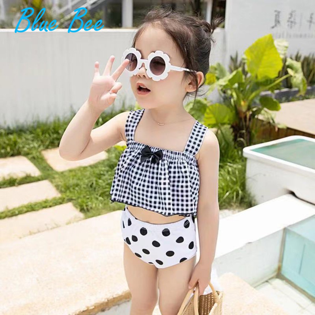 Bikini đồ bơi bé gái 2 mảnh Hàn Quốc cho bé gái từ 2-6 tuổi tặng kèm mũ bơi, ảnh thật hàng có sẵn