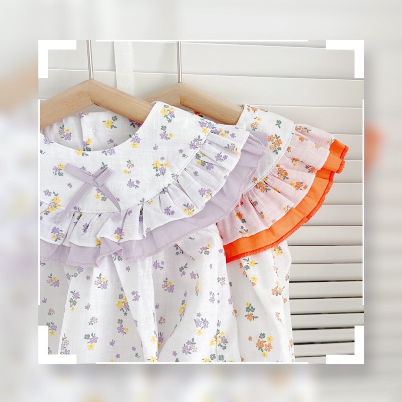 Váy thổ cổ dáng quạt in hoa nhí cho bé gái(8-18kg)