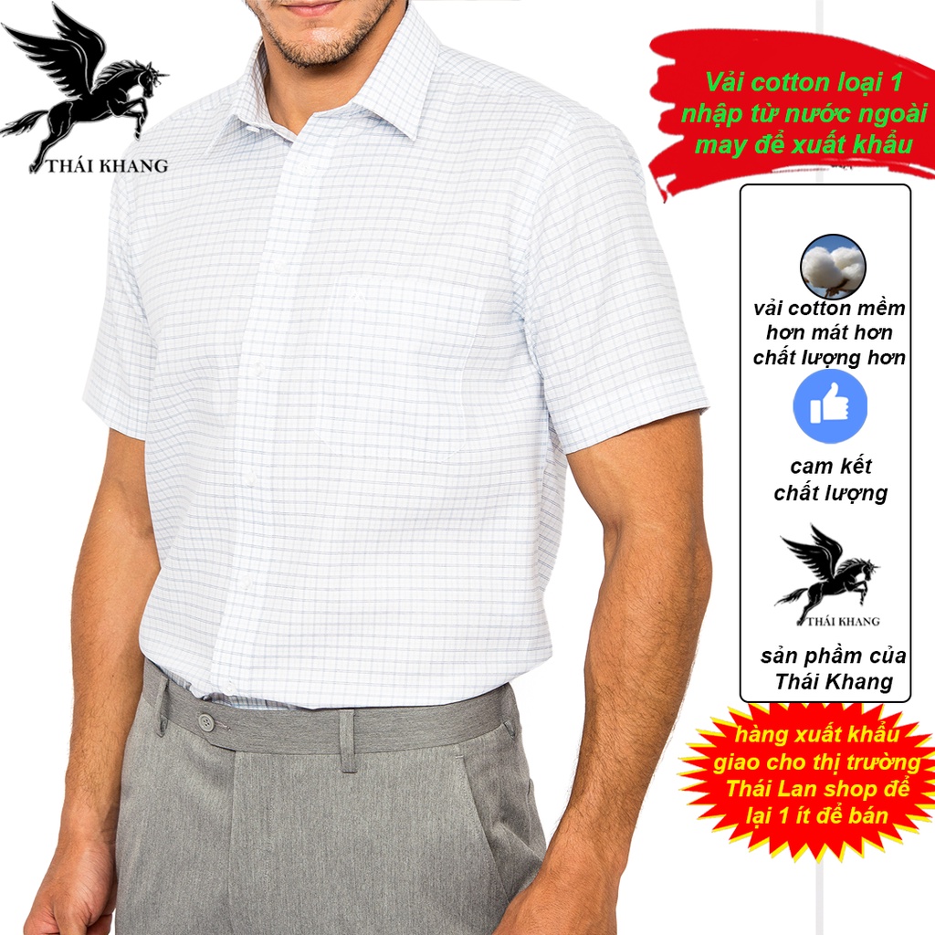 áo sơ mi nam tay ngắn công sở cao cấp vải Cotton LOẠI 1 loại áo sơ mi tay lỡ sọc caro form regular rộng rãi SHN