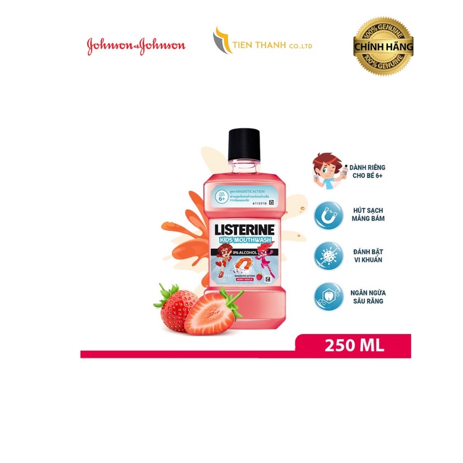 Nước súc miệng Listerine Kids dành riêng cho trẻ trên 6 tuổi 250ml-Hàng chính hãng.