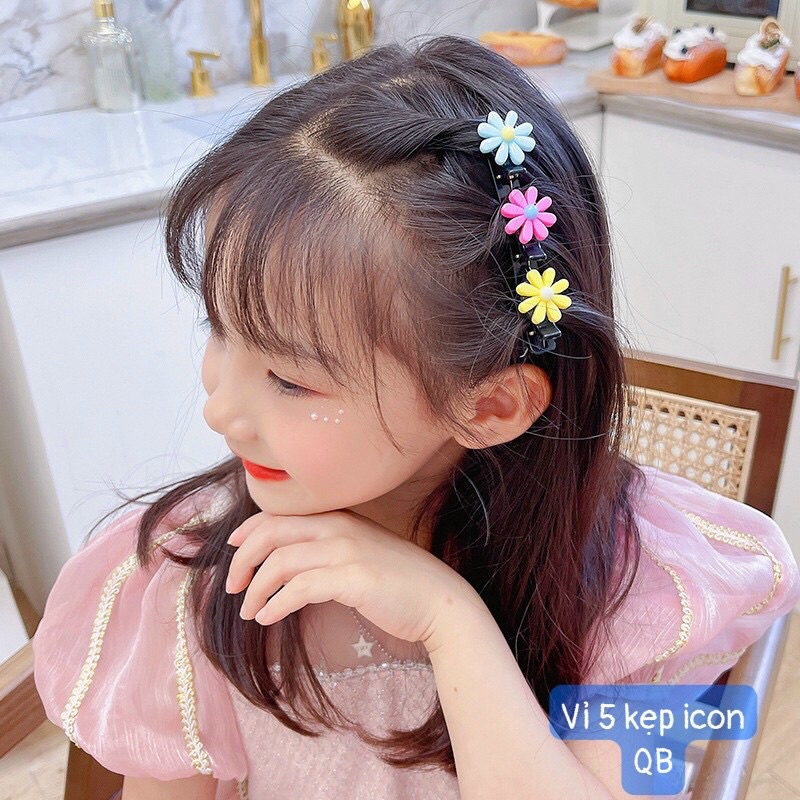Vĩ 5 kẹp tóc mái 2 bên cho Mẹ và bé phong cách HQ