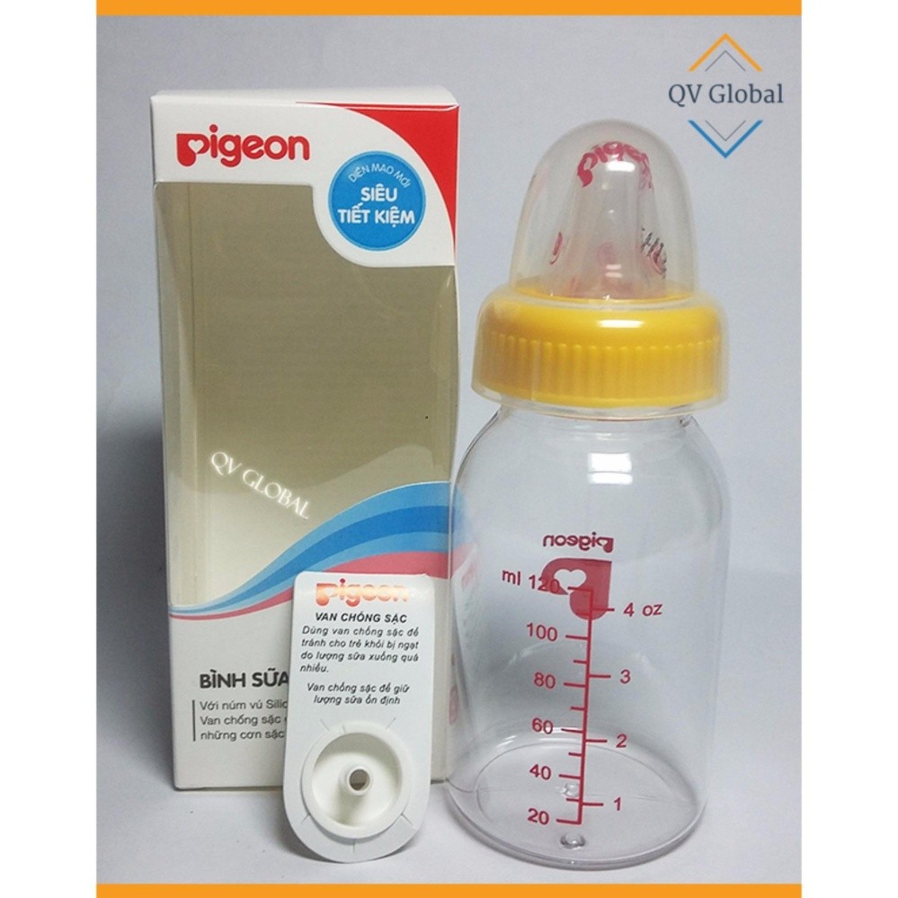 Bình sữa PIGEON 120ml có Van chống sặc