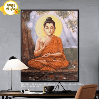(CÓ SẴN KÈM KHUNG) Tranh tô màu số hóa NgocTUART Tranh Đức Phật ngồi thiền Phật giáo TN0937