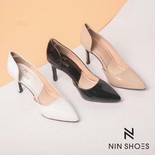 Giày Cao Gót 9cm - Chính Hãng Ninshoe -  Gót Nhọn - Giay Cao Got Da Bóng Mũi Nhọn Khoét Eo Cao Câp - Sku 567