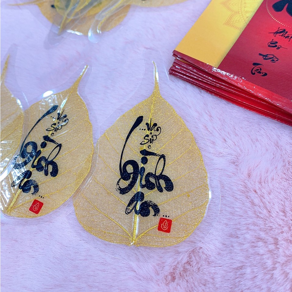 Lá bồ đề - Lá mạ vàng, size bé, phù hợp để trong ốp điện thoại, trong ví mang theo bên mình