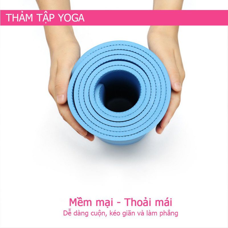 Thảm tập yoga TPE 6mm 1 lớp cao cấp, cực bền, độ bám và chống trơn tốt.