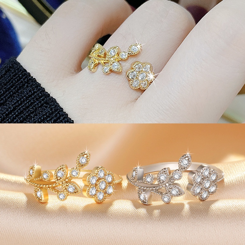 925 Silver Rings Women Korean Fashion Adjustable Crystal Rings Wedding Rings Accessories Gifts