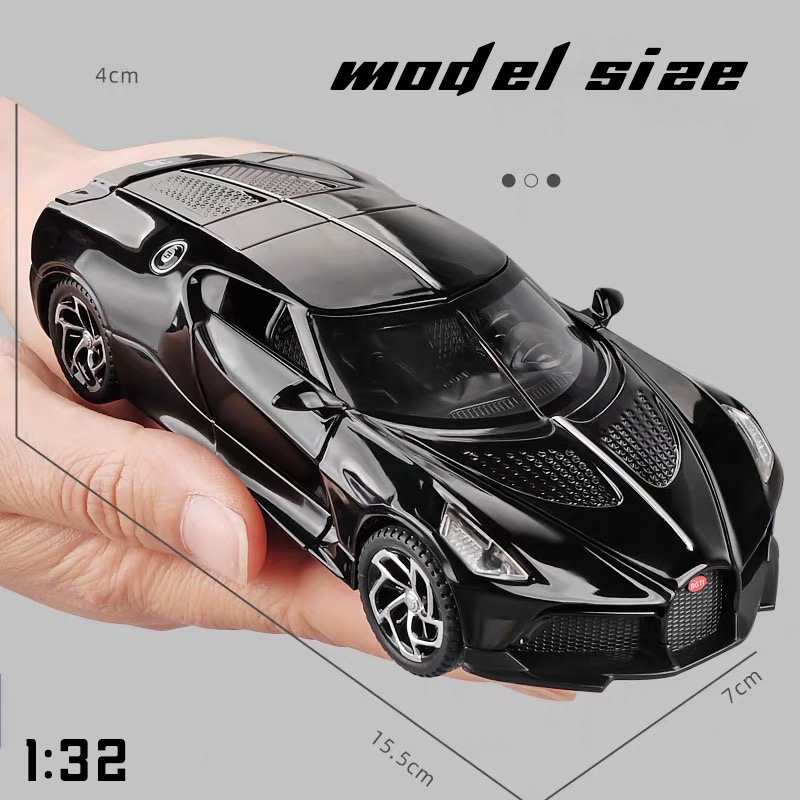 Mô Hình Xe Ô Tô Bugatti La Voiture Noire Bằng Hợp Kim Tỉ Lệ 1: 32 Có Đèn Và Nhạc Và Đèn Xinh Xắn