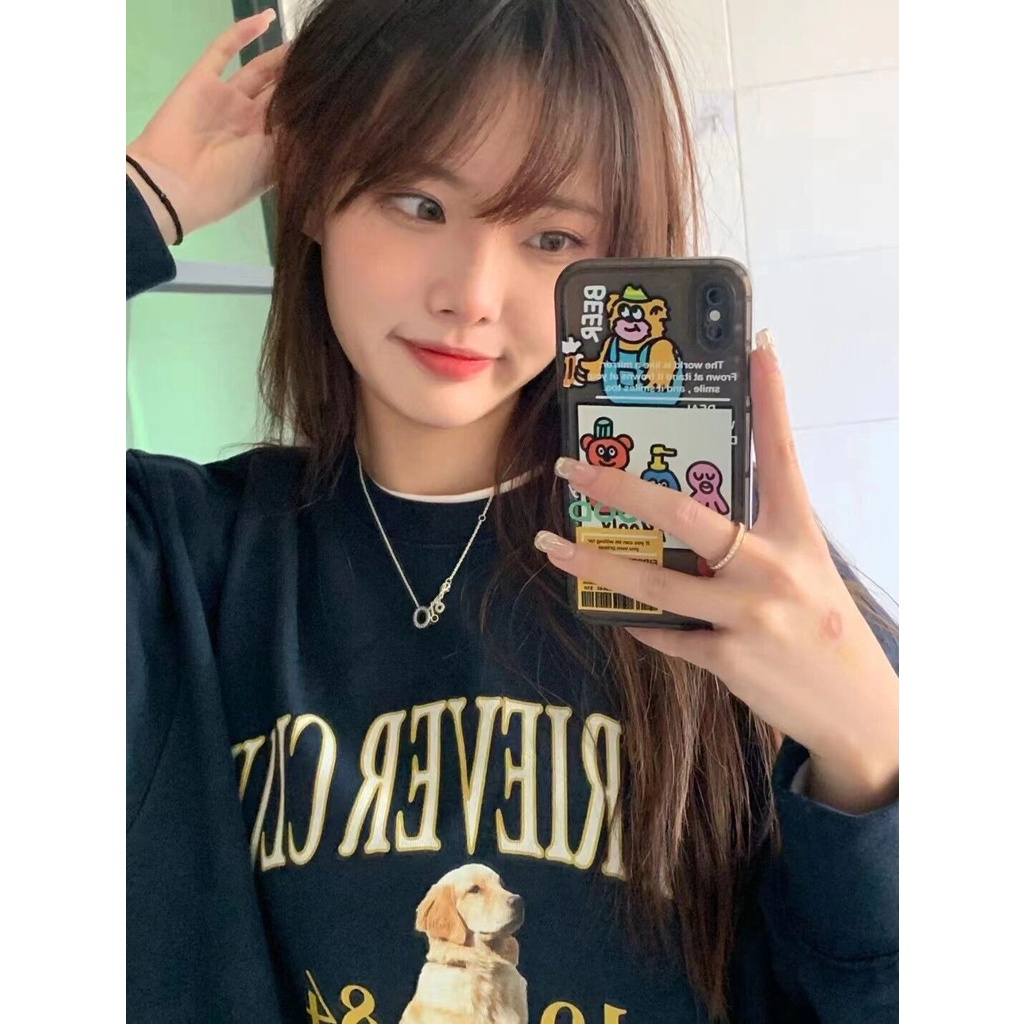 Áo Sweater Dáng Rộng In Chữ Phong Cách Hàn Quốc Năng Động ulzzang Unisex