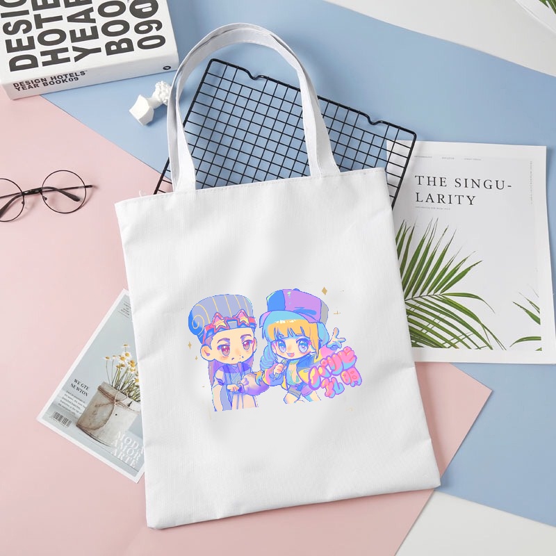 Túi tote vải đen trắng đeo vai IN HÌNH KHỔNG MINH THÍCH ĐI QUẨY anime chibi phong cách cá tính