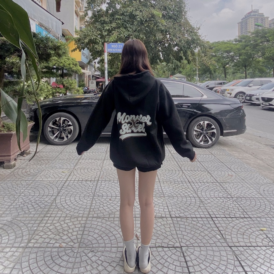 Áo hoodie nỉ bông Monster X Street Bowling 2 nam nữ form rộng thu đông Local Brand