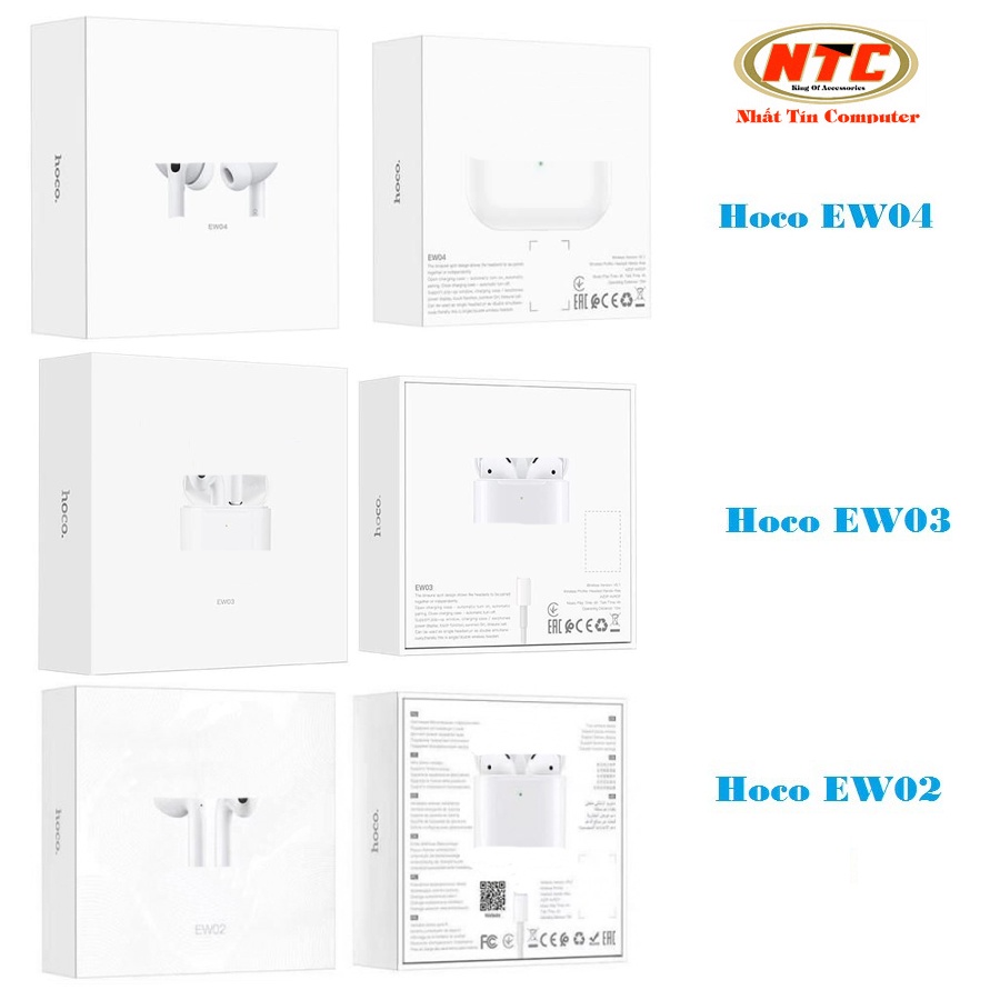 Tai nghe Bluetooth TWS Hoco EW02 / EW03 / EW04 hỗ trợ định vị, popup, đổi tên, cảm ứng chạm (Trắng)