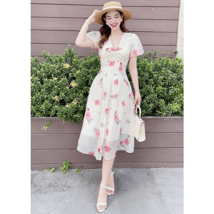 (HCM) ĐẦM XÒE VOAN HOA CAO CẤP - DÀI QUA GỐI THỜI TRANG NỮ XINH XẮN-TIỂU THƯ CHO CÁC NÀNG KME FASHION