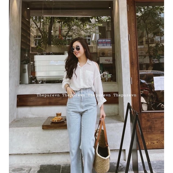 ⚡️BÁN SỈ⚡️Áo sơmi xẻ vai chất đũi mềm