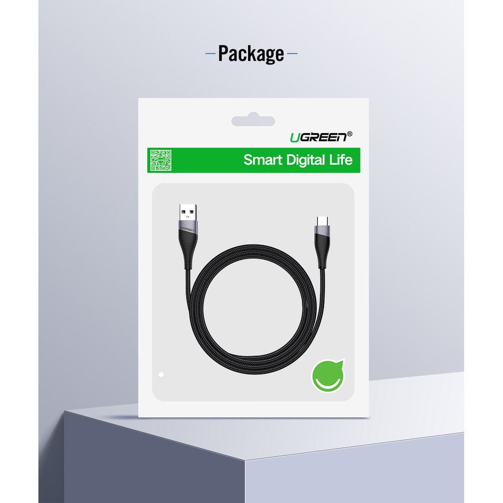 Cáp sạc nhanh UGREEN USB C Type C 3A Cho Samsung Xiaomi 0.5m/1m/2m tùy chọn