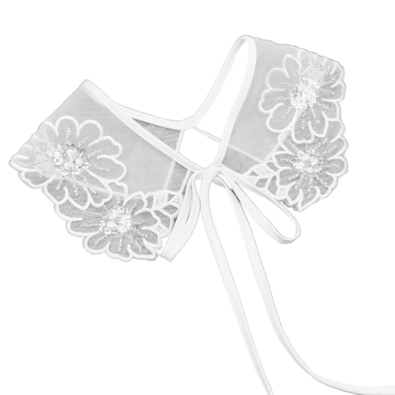 Khăn Choàng Cổ Giả Ren Thêu Hoa Xinh Xắn Thời Trang