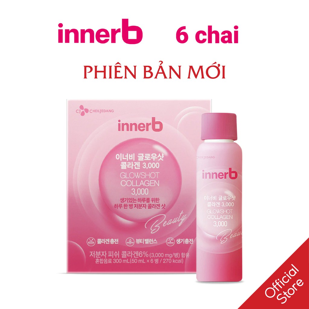 [Mã COSDEP -8% ĐH250k]Hộp 6 Chai Nước Uống Bổ Sung Collagen Innerb Glowshot Collagen 50mlx6