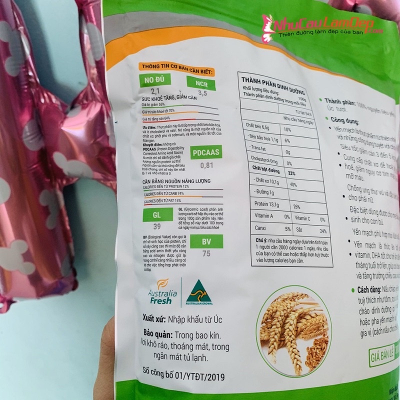 1Kg Yến Mạch Úc Tươi Nguyên Chất Hàng Loại 1 Date Mới Nhất Siêu Ngon (Chất lượng cao)