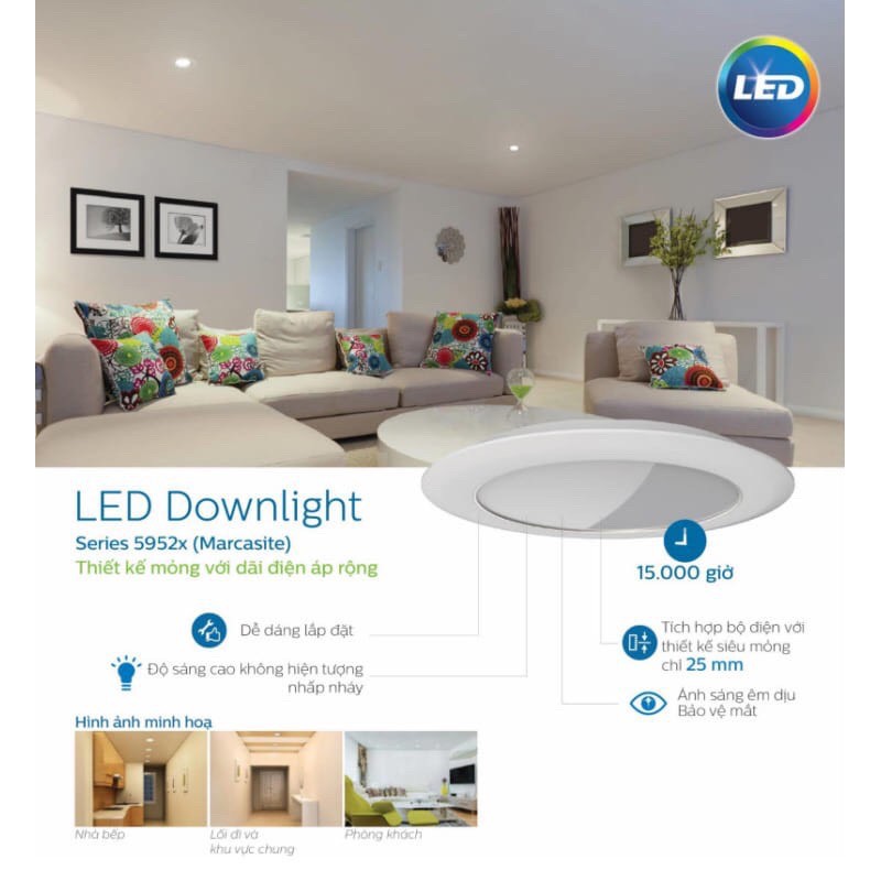 Đèn Led âm trần Philips, downlight Vuông, dòng Marcasite 595xx  nhiều công suất - hàng chính hãng