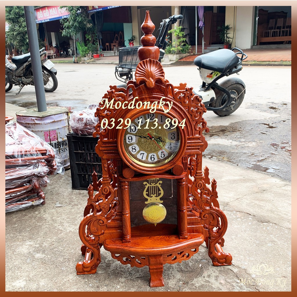 Đồng Hồ để bàn Quả Lắc gỗ Hương
