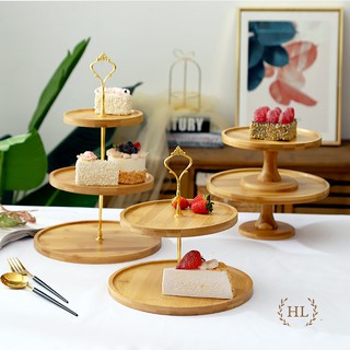 Đĩa 2 tầng gỗ tre | đĩa 3 tầng gỗ tre cao cấp | kệ đựng bánh ngọt