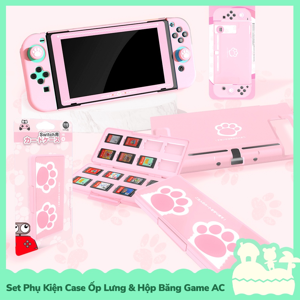 [Sẵn VN - NowShip] Set Phụ Kiện IINE Case Ốp Lưng &amp; Hộp Băng Game Pinky Animal Crossing Horizons Nintendo Switch &amp; Lite