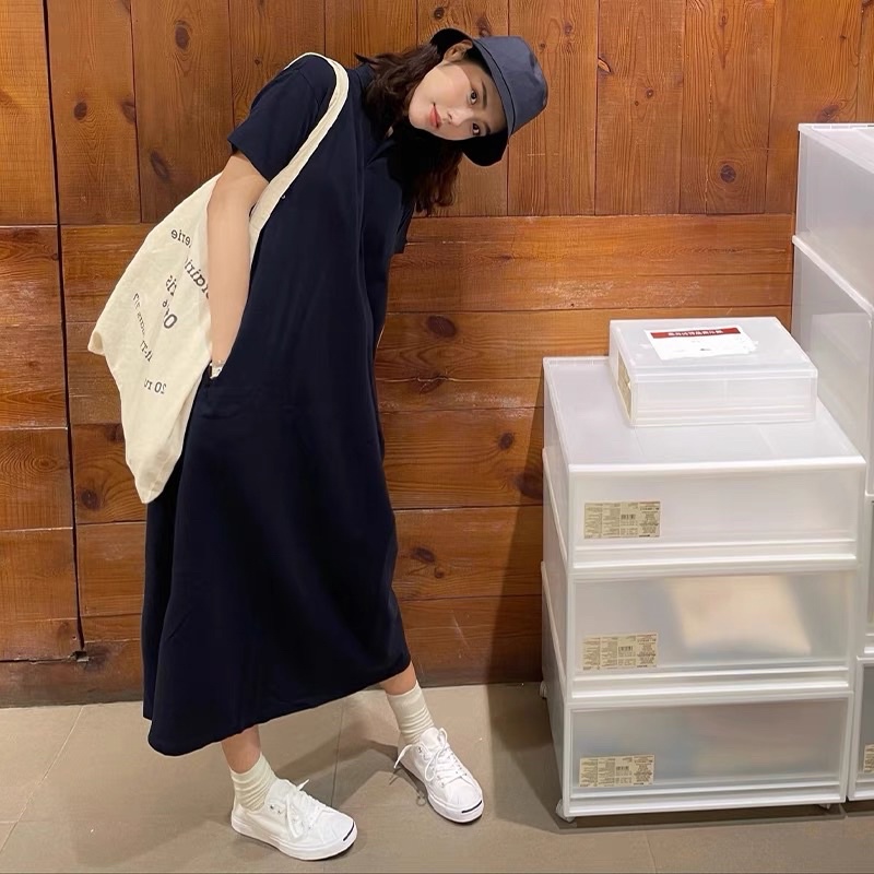 Váy Polo xanh than lacos dáng chữ A trẻ trung, năng động