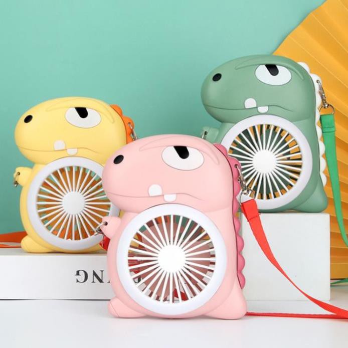 Quạt mini cầm tay Dino X25 pin sạc Tặng kèm dây đeo chéo,Có đèn Led -Hồng Anh Case