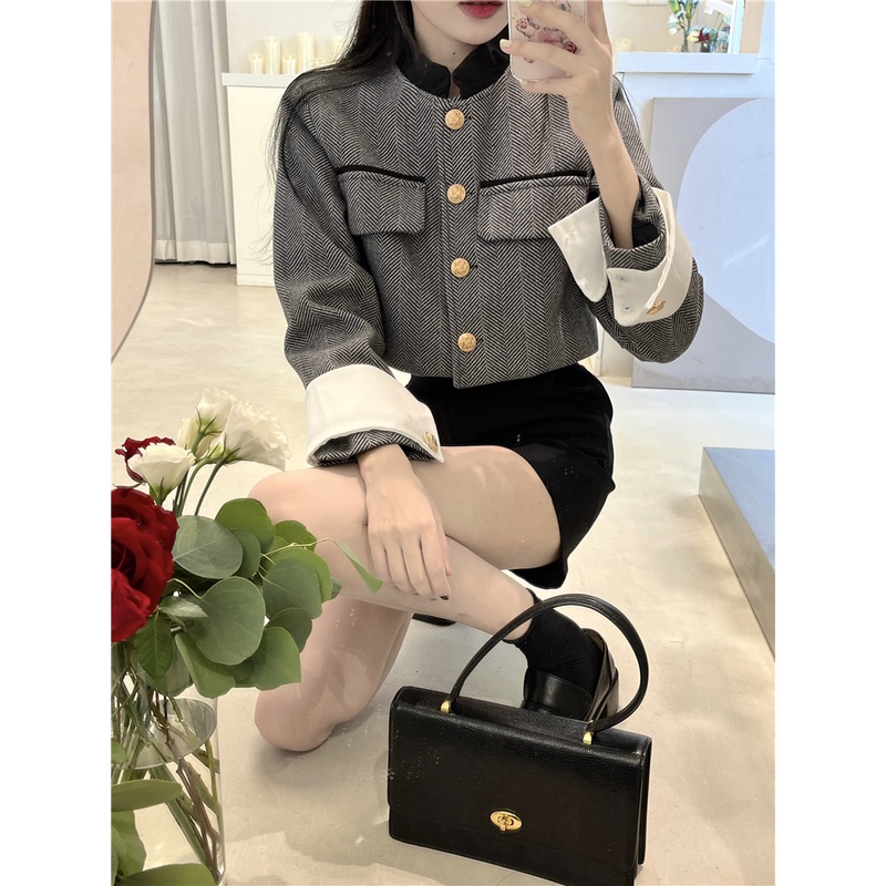 Áo khoác dạ dáng croptop sang trọng A170 ENINA
