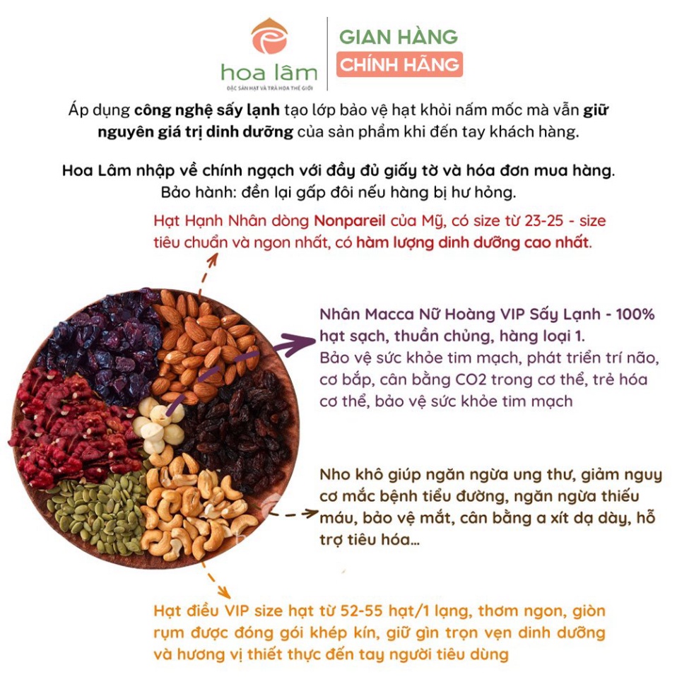 Hạt dinh dưỡng Hoa Lâm Nuts for Healthy Pregnancy dinh dưỡng tối ưu cho mẹ bầu chu kì 6-9 tháng 500g