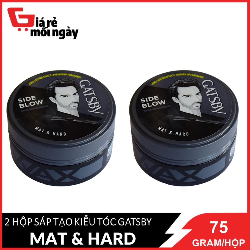 Combo 2 hủ Sáp tạo kiểu tóc Gatsby MAT &amp; HARD Side Blow (Đen) 75g X2