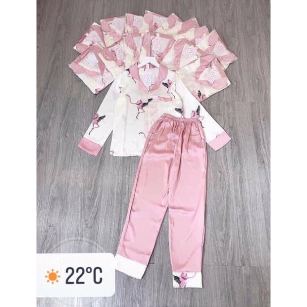 Đồ Ngủ Pijama Nữ Bộ Lụa Cộc Tay Quần Dài Hoạ Tiết Tiểu Thư [HÀNG SIÊU ĐẸP] | BigBuy360 - bigbuy360.vn