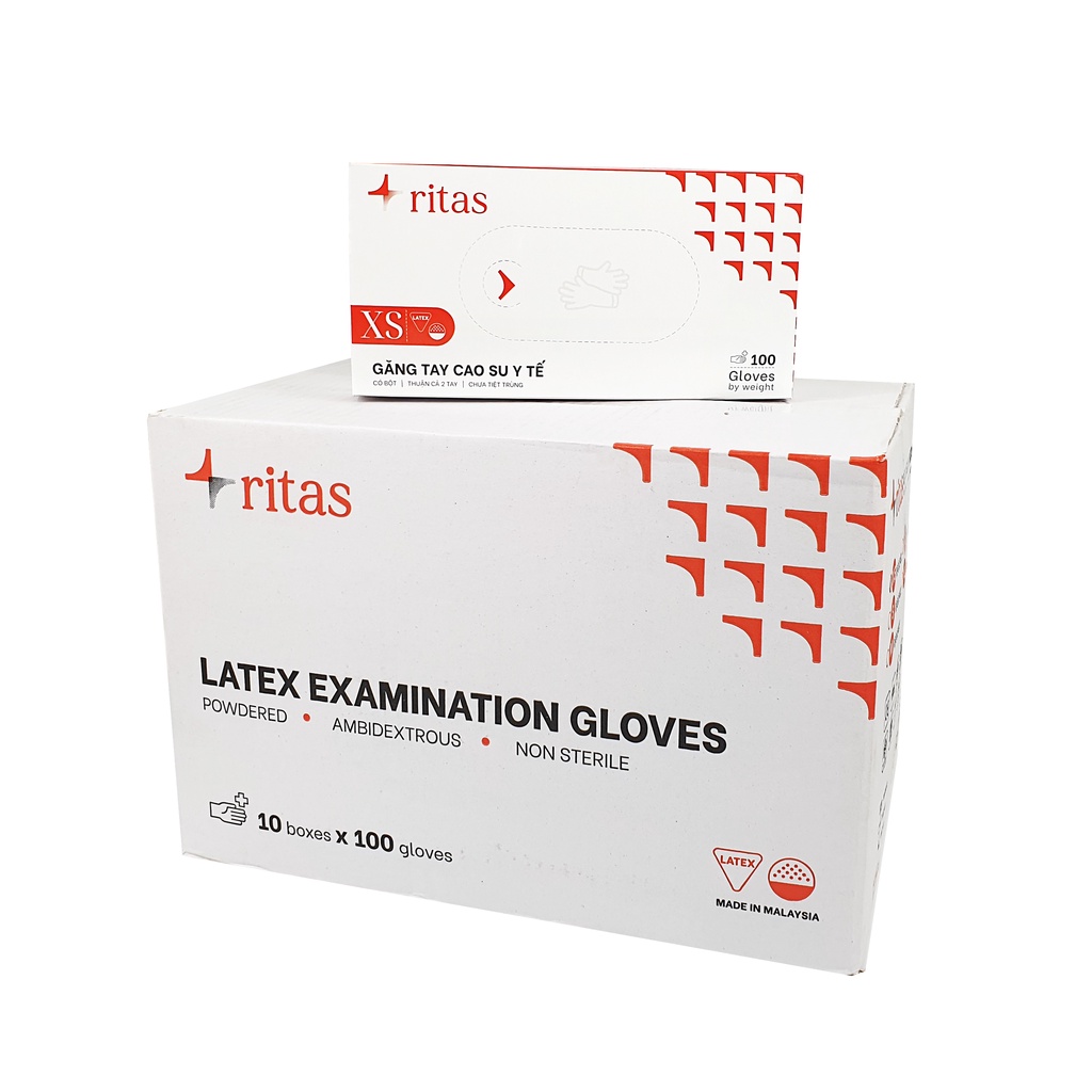 Găng tay cao su y tế có bột RITAS ĐỎ - Malaysia/ THÁI LAN