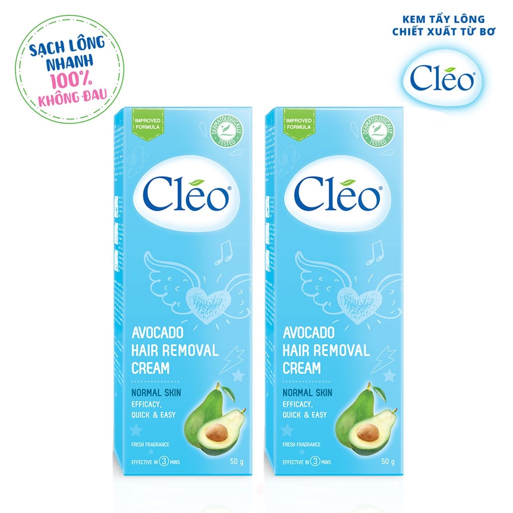 Combo 02 hộp Kem Tẩy Lông Cho Da Thường Cleo Avocado Hair Removal Cream Normal Skin 50g/hộp tẩy lông chân, tay, nách,...