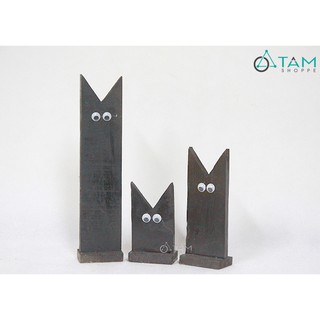 Bộ 3 còn mèo ma tai nhọn màu đen bằng gỗ