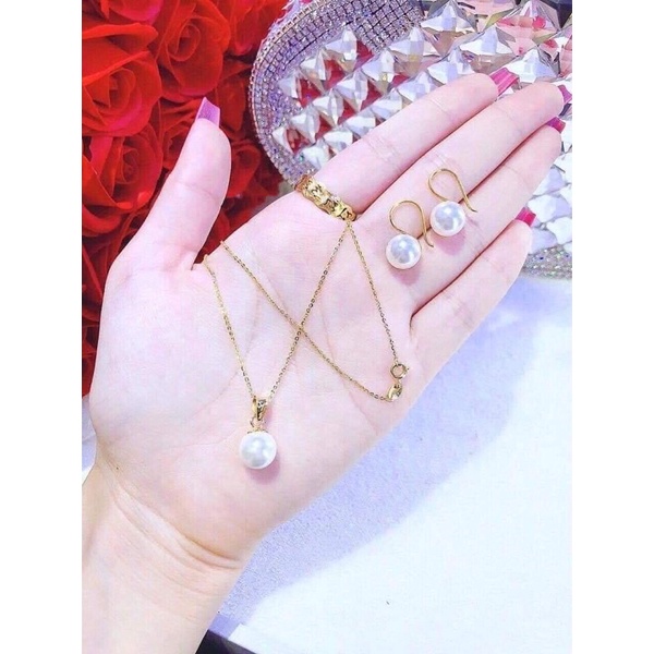 bộ dây chuyền và bông tai