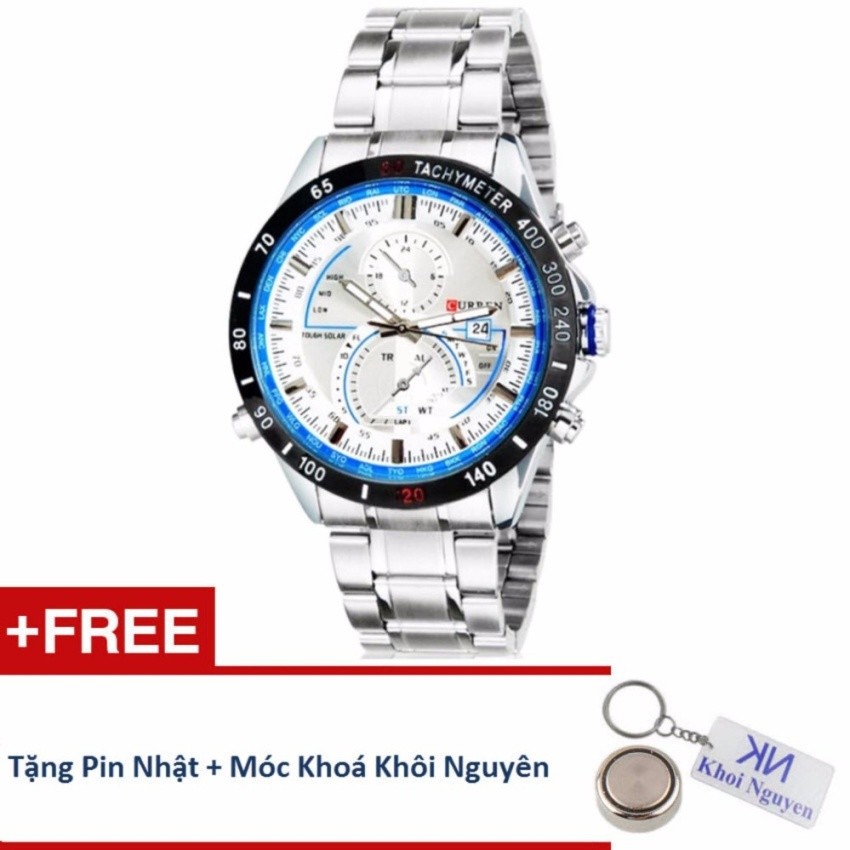 Đồng Hồ Nam Curren 81KCN49 (Có 2 màu: Trắng Phối Xanh, Đen Phối Đỏ) + Tặng pin Nhật, móc khoá Khôi Nguyên