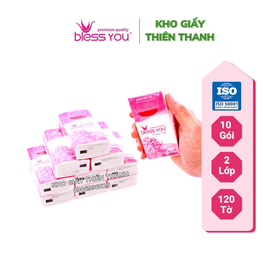 Lốc 10 Gói Khăn Giấy Lụa Bỏ Túi Bless You À La Vie 12 Tờ Giấy 3 Lớp Cao Cấp 🍀 Kho Giấy Thiên Thanh 🍀