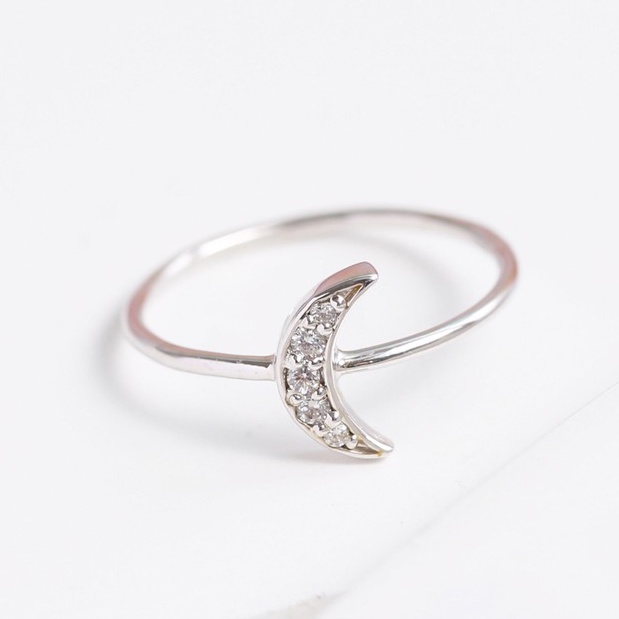 Nhẫn bạc 925 mặt trăng lớn đính đá Gix Jewel N98