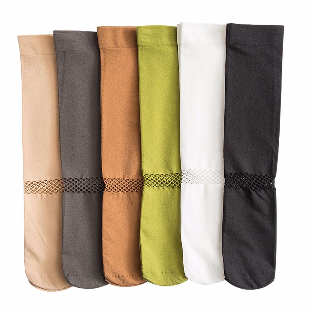 Vớ cotton cổ cao co giãn màu trơn dễ thương thoải mái cho nữ VANES1