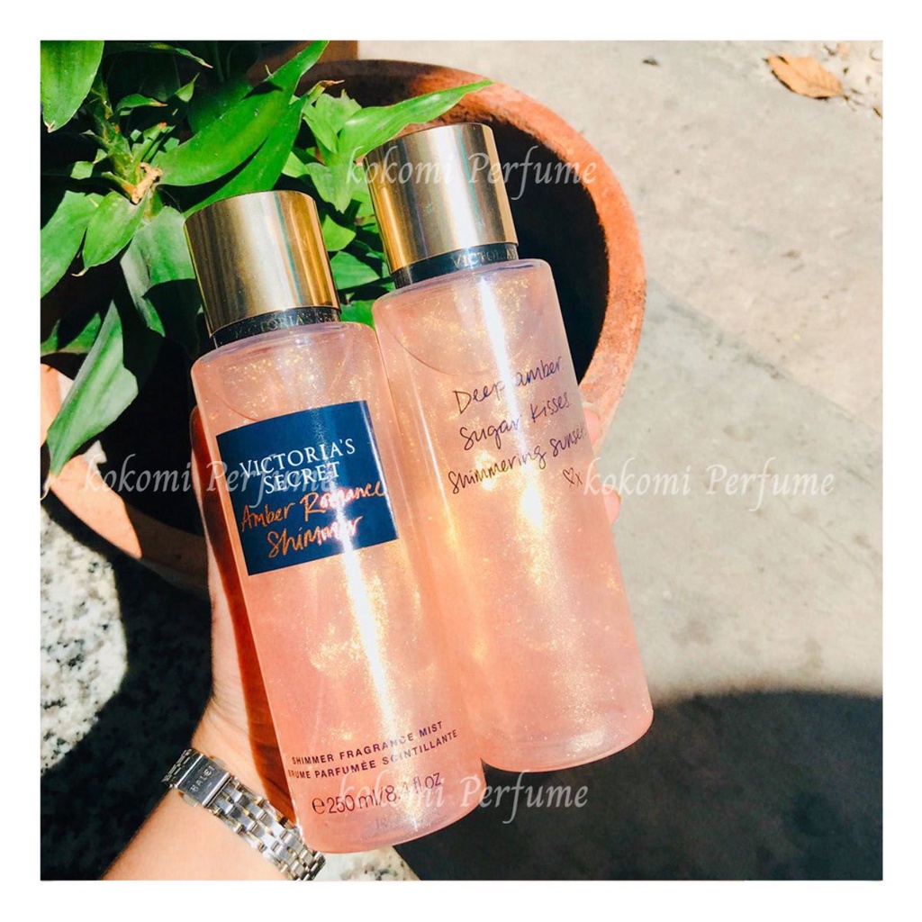 Xịt thơm nhũ Victoria's Secret Amber Romance Shimmer 250ml